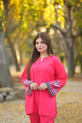 Senore - Contemporary Short Shirt with Stripped Design and Trousers